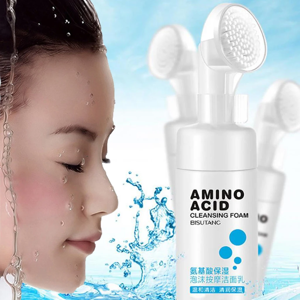 

Amino Acid Facial Cleansing Foam Acne Care Scrub Whitening Moisturizing Brush Anti Aging Massage Cleanser Anti Skin Care 120ml