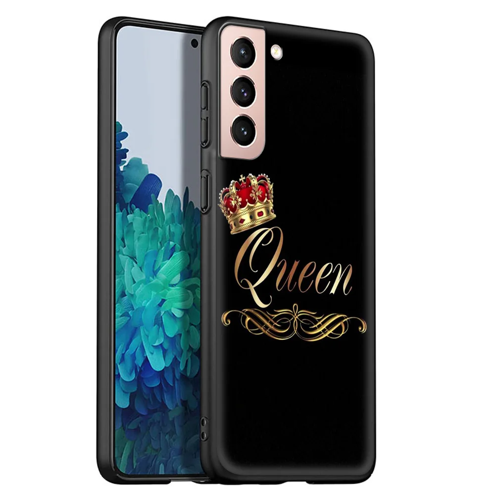 

King And Queen Luxury Phone Case for Samsung Galaxy S20 FE S21 S20 Ultra S10 Lite S10E S9 S8 Plus 5G Soft Coque Shell
