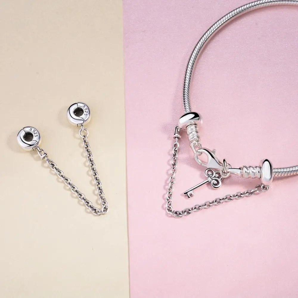 

Eudora Fit Original Charms Bracelet 925 Sterling Silver Simple Safety Chain Heart Charm Bead DIY Jewelry Making for women CYZ111