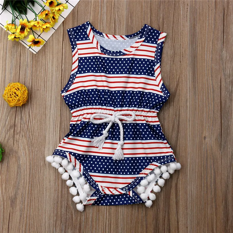 

Summer Newborn Baby Girl Clothes Tassel Romper Sleeveless Jumpsuit Sunsuit Clothes Outfits 0-18M