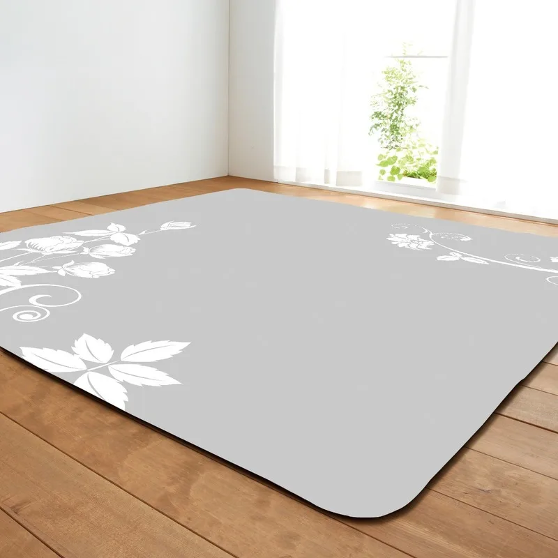 

Nordic Simple flower Printed Floor Carpets Bedroom white Decoration Girls Room Bedside Mat Anti-slip Rug Doormat