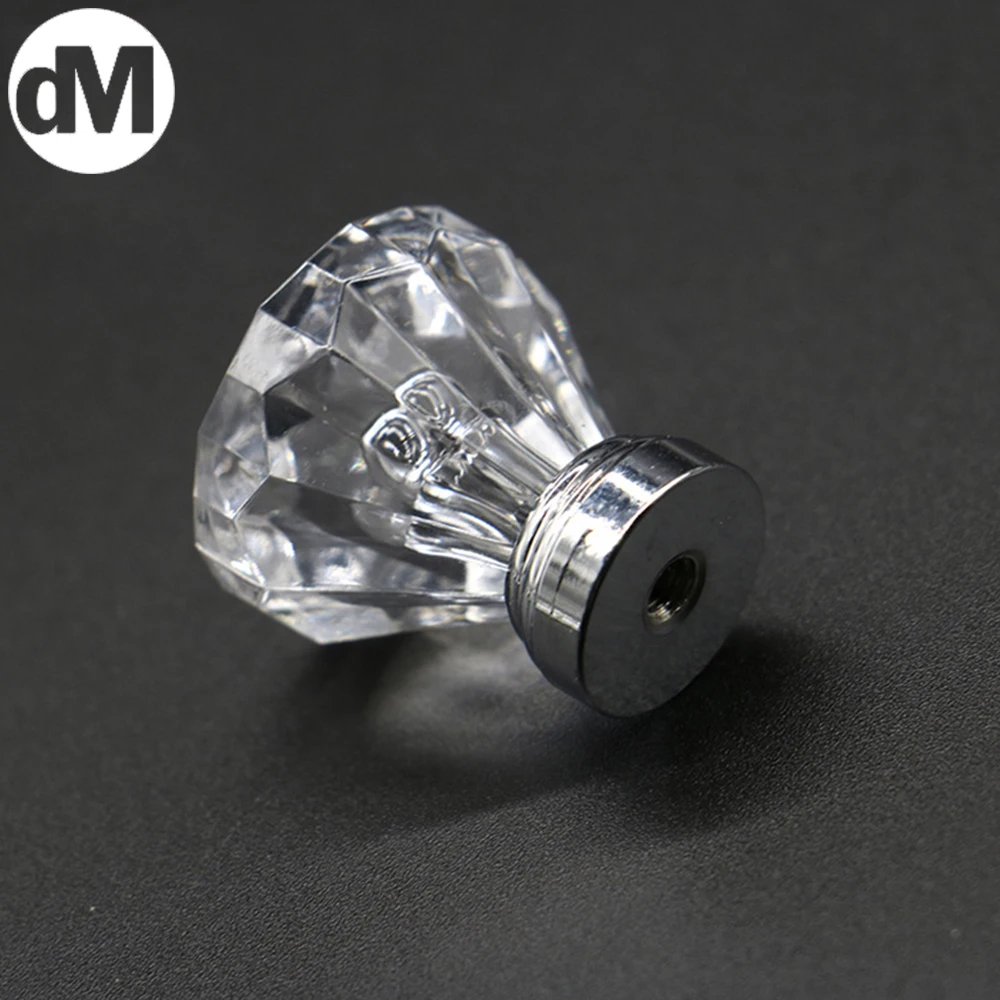 

DM Diamond Shape 25*30*12mm Modern Crystal Knob Handle Single Hole Drawer Wardrobe Cabinet Furniture Fittings Hardware Gauntlets