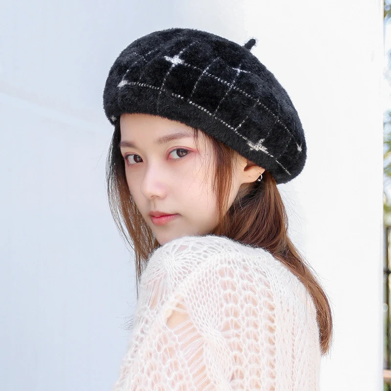 Женский берет в клеточку Удобный Простой Элегантный винтажном стиле | Аксессуары