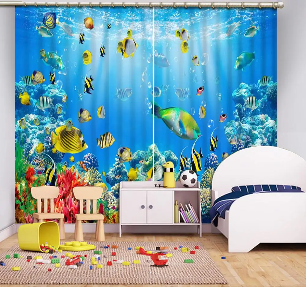 Занавески под водой 3D стереоскопический подводный мир затемняющие шторы для