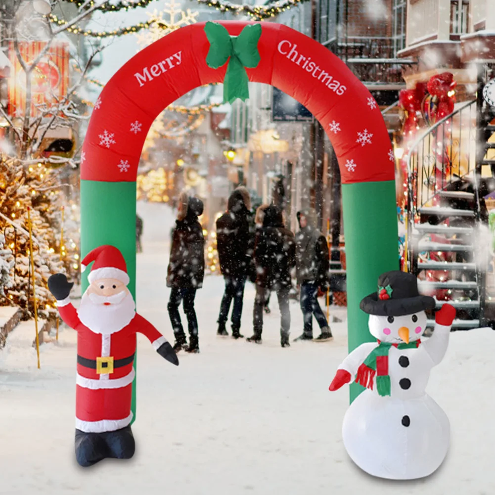 

LED Illuminated Inflatable Snowman Air Pump Night Lamp Christmas Decoration Giant Santa Claus with Crutch Xmas Props Decor