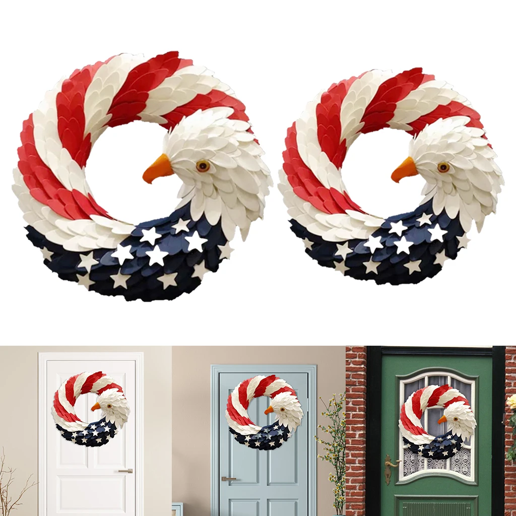 

Decorative Wreath Red White and Blue Wreath Hanging Ornament for Front Door Window Garden Decor