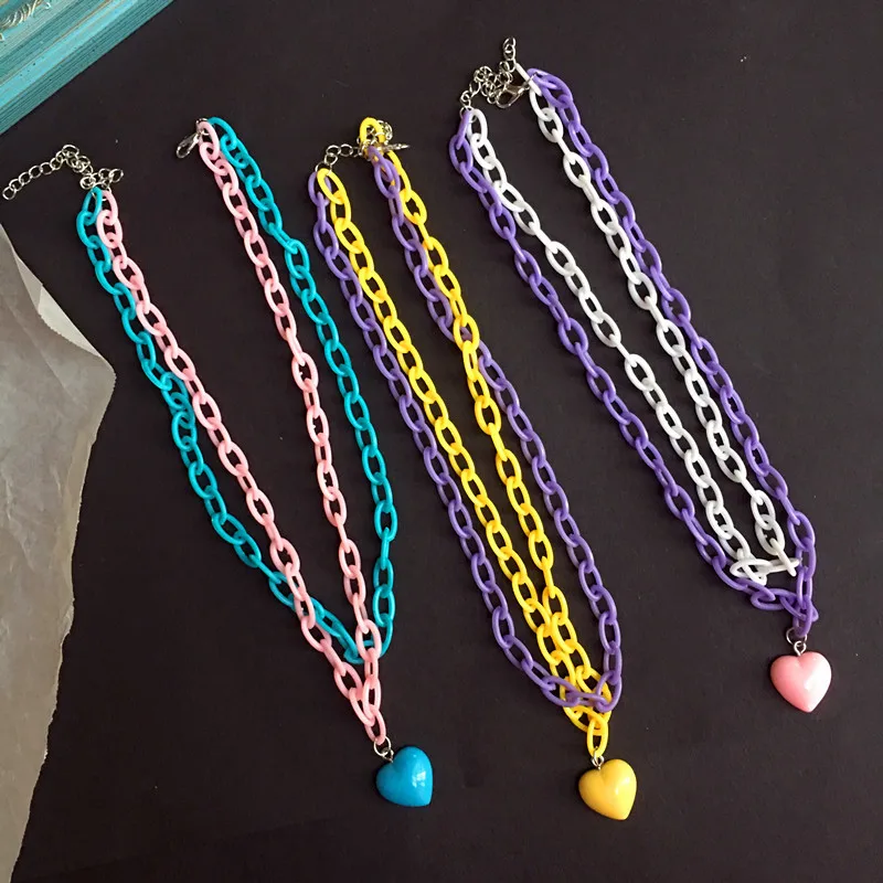 Женское многослойное акриловое ожерелье ярко розового цвета|Цепочки| |