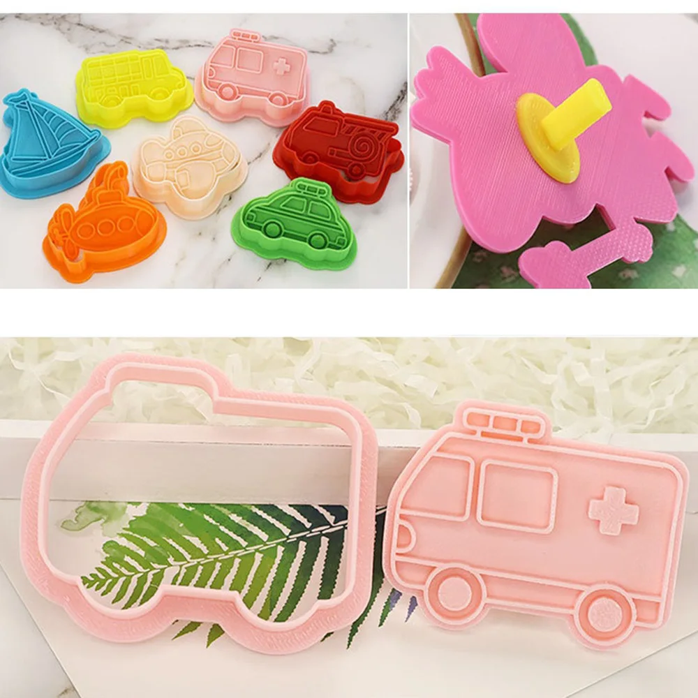 Милые Мультяшные автомобили 3D формочки для печенья штамп форма Плунжер сделай