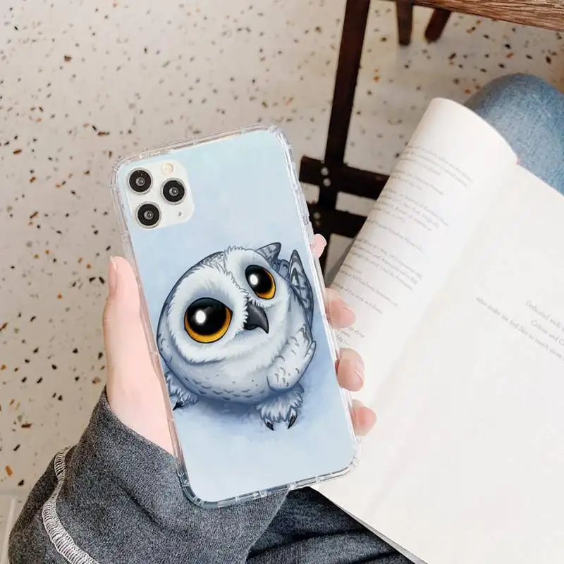 

Cute Animal Owl painting Phone Case Transparent soft For iphone 5 5s 5c se 6 6s 7 8 11 12 plus mini x xs xr pro max