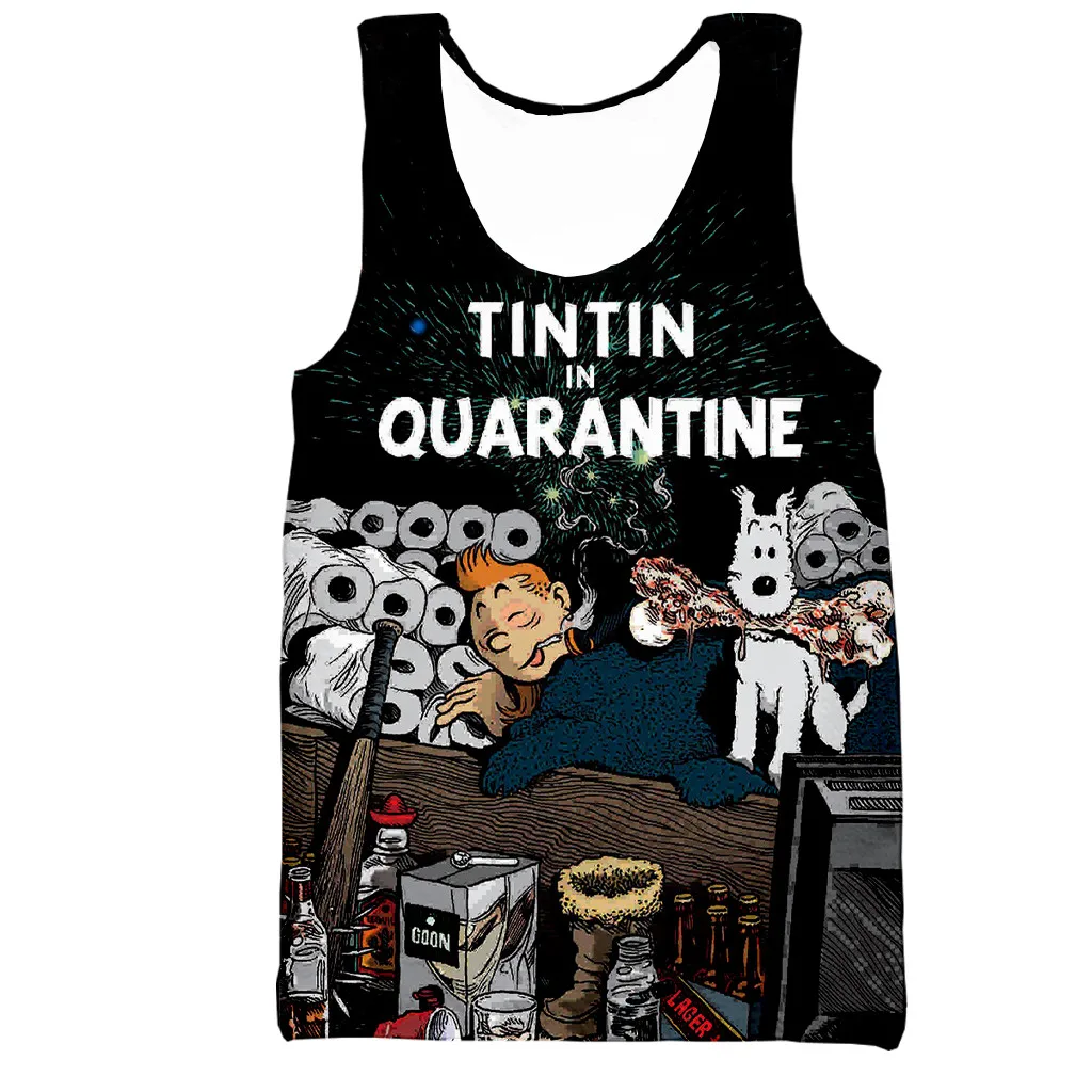 

Tintin Vest Men/women New Fashion Cool 3D Printed Vest Summer Casual Harajuku Style Streetwear Tops