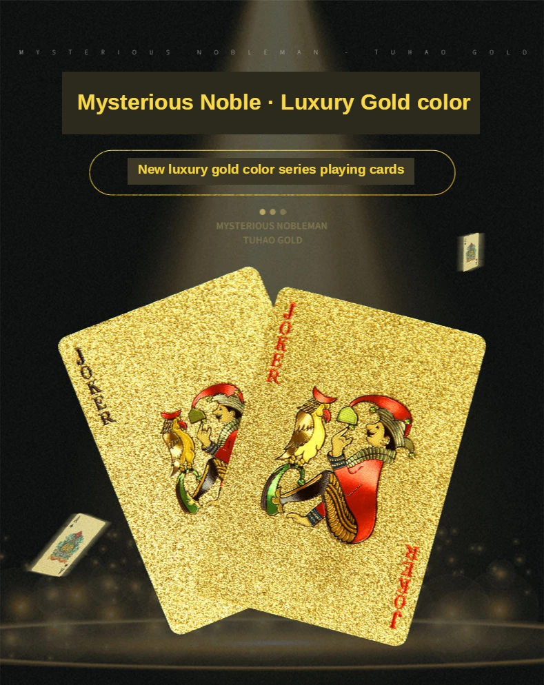 настольные игры 24K Золотые пластиковые игральные карты прочный