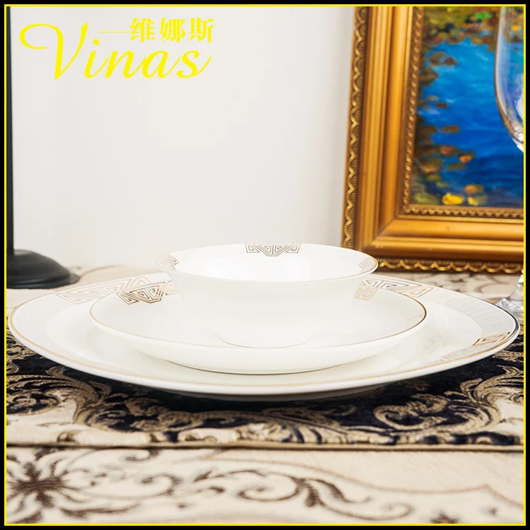 Элегантный золотой мраморный глазурь керамический праздничный набор столовой