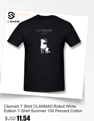 Clannad/футболка, CLANNAD Robot, белая футболка, летняя футболка из 100 хлопка, футболка с потрясающим принтом 5x