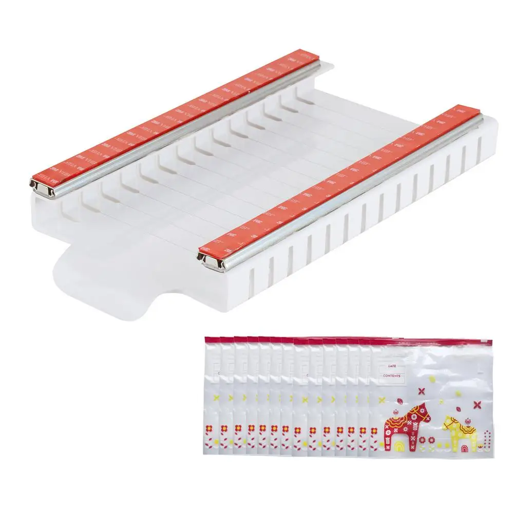

Reusable Storage Bags with Self Adhesive Rack for Refrigerator