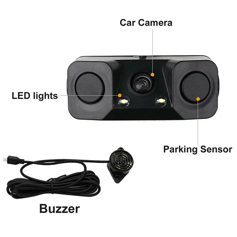 

3 In 1 Car Camera Parking Reverse Radar System Backup Camera Radar Sensor 600TVL 120 Degree