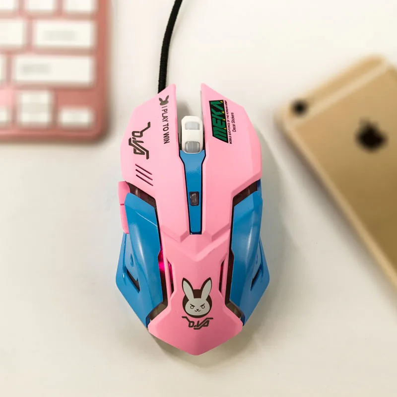 Overwatch OW D. VA DVA Mercy mouse дышащий светодиодный игровой с подсветкой Проводной USB компьютер PC& Mac E-sports геймеры подарок