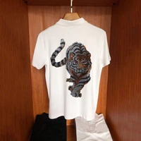 europe 2021 new business summer tiger head mens t shirt trend loose large size sweatshirt hot diamond polo