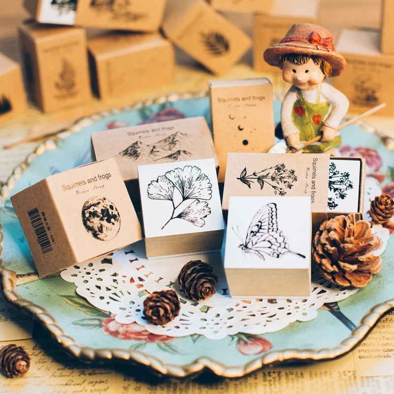 1 шт. винтажная серия джунглей деревянные резиновые штампы для скрапбукинга