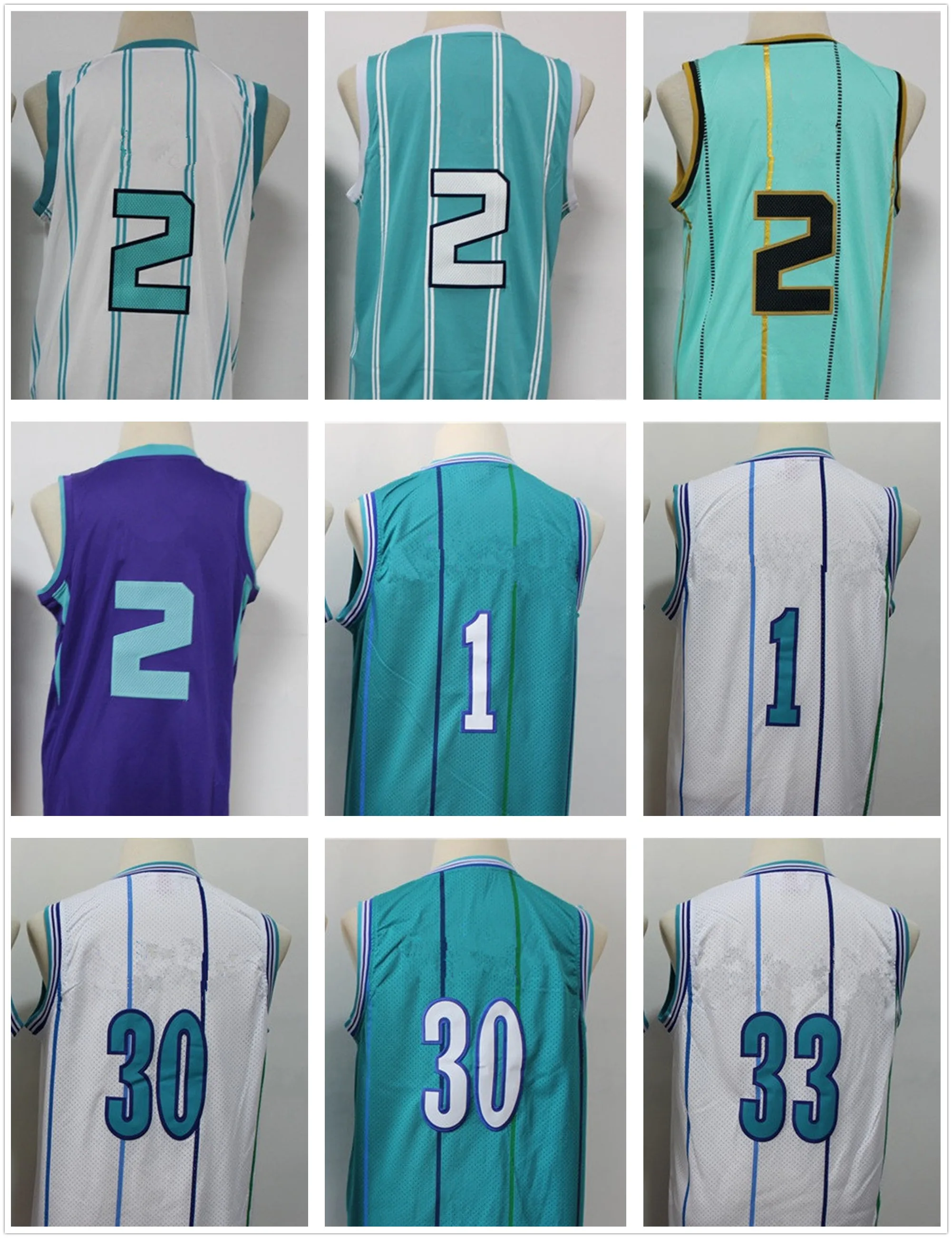 

Charlotte Высокое качество #2 #30 #33 #1 Мужские Женские Молодежные баскетбольные Трикотажные изделия из хлопка с вышивкой и логотипом на заказ