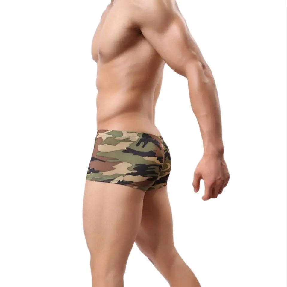 Мужские раздражающие камуфляжные шорты боксеры с принтом из молочного шелка