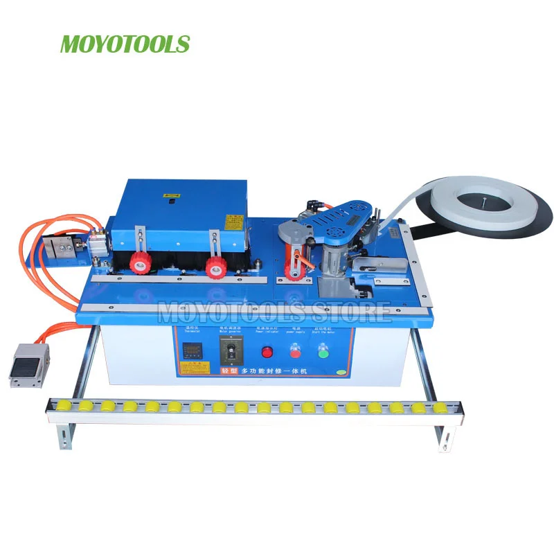 Edge banding machine Кромкооблицовочная машина 45 кг Тип MY70 с обрезкой склеивания деревообрабатывающий станок для оклейки кромок триммер - Цвет: Edge banding machine