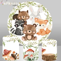 baby shower round backdrop boy 1st birthday party decoration banner animals woodland safari party circle background plinth cover