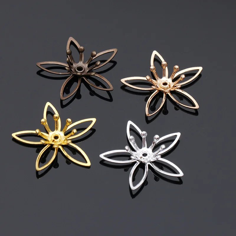 

20pcs 20X20mm Copper Hollow Filigree Flowers Base Connector Hair accessories handmade for Jewelry Making Component Findings
