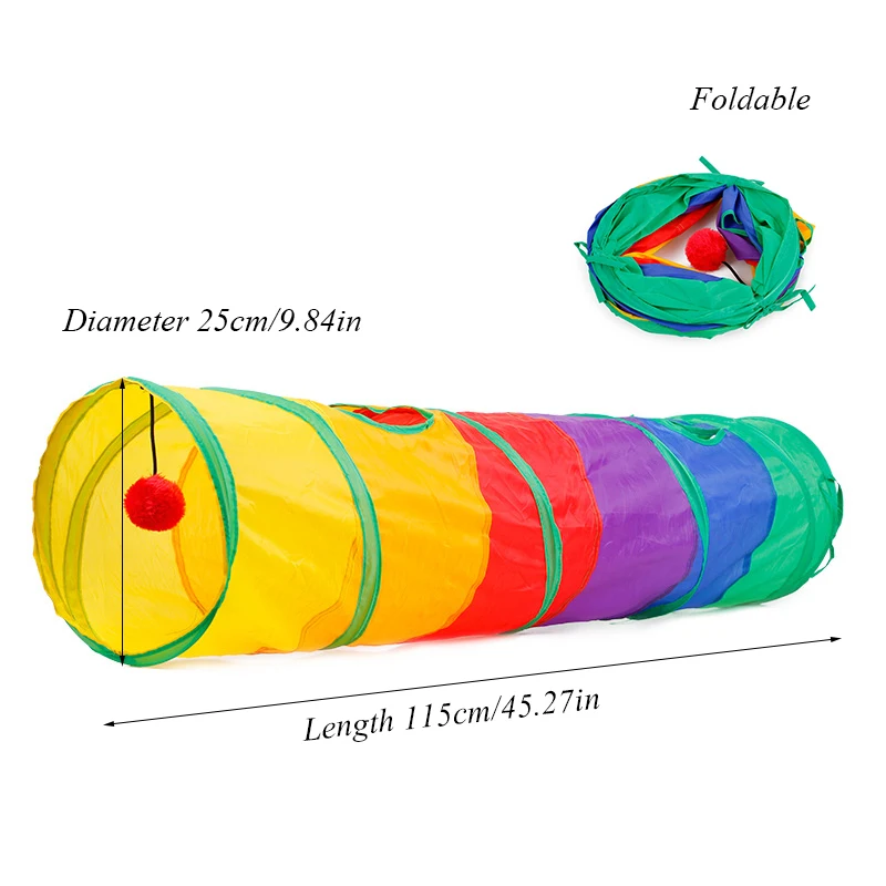 

Funny Pet Cat Cave Tunnel Cat Play Rainbown Tunnel Brown Foldable 2 Holes Cat Tunnel Kitten Toy Bulk Toys Rabbit Tunnel
