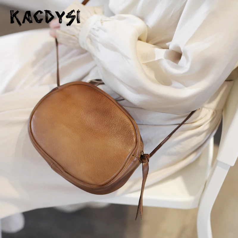 Натуральная телячья Кожа Оригинальная винтажная Маленькая женская сумка через