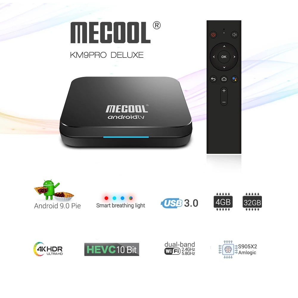 MECOOL KM9 PRO Android 9.0 TV Box Amlogic S905X2 Quad Core 4G DDR4 32G ROM 4K 9 Smart USB 3.0 Media Player | Электроника
