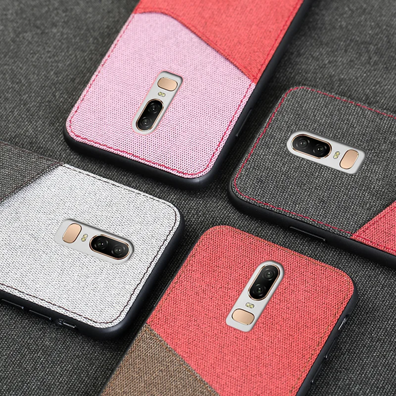 Canvas phone case For Oneplus 5 5T 6T 7 7T pro back cover Stitch Card slot Design Case Fabric Magnetic coque |