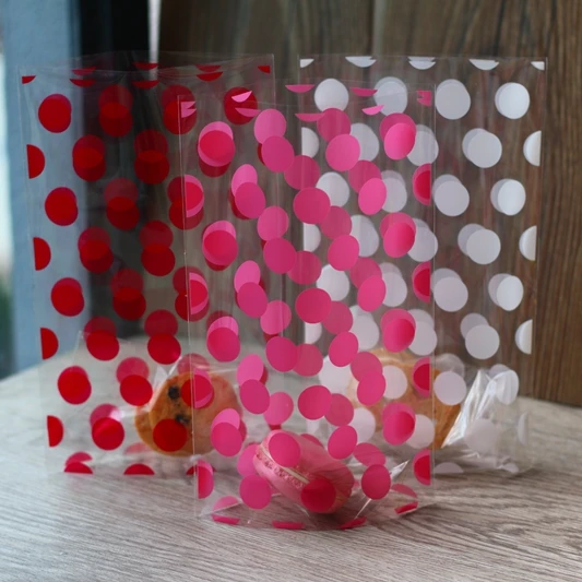 Красочные горошек прозрачные пакеты для печенья целлофановая Сумка конфеты