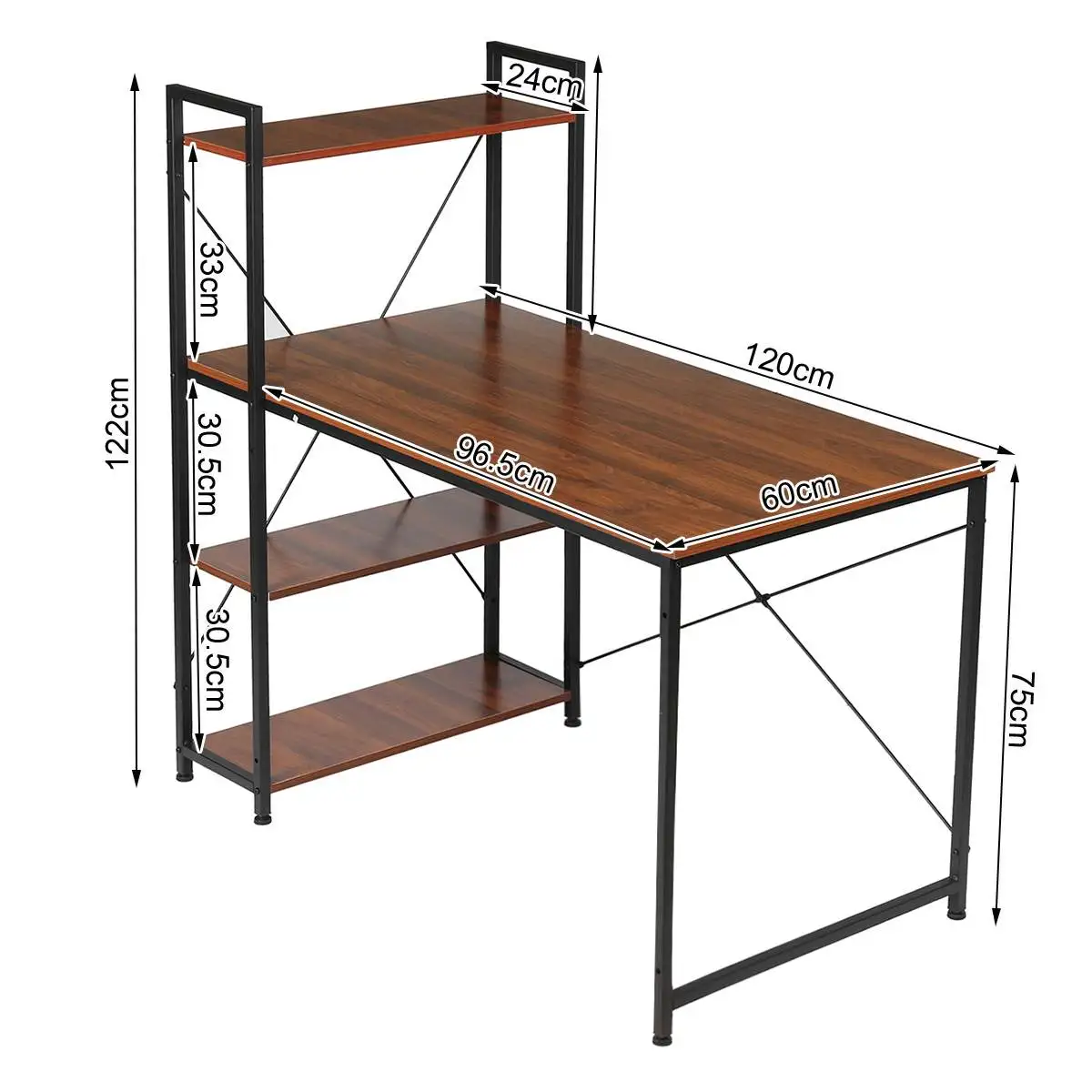 

NEW Computer Laptop Desk 47" Modern Style Computer Desk with 4 Tiers Bookshelf for Home Office Studying Living Room