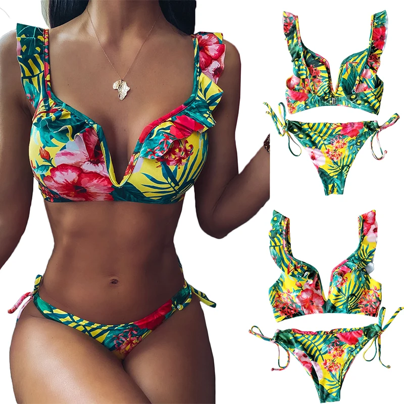 

Swimsuit Women European and American Personality Printed Sexy Swimsuit Bikini Strap Two-piece Swimsuit Swimwear
