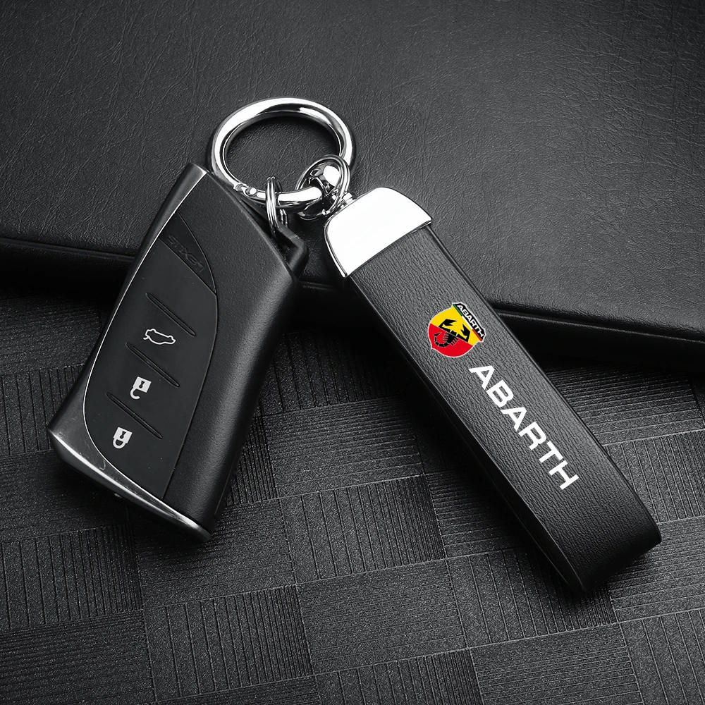 

Luxury Metal Leather Car Logo Keychain Rings Key Chain Keyring Accessories For Fiat Abarth 500 Ducato Panda Tipo Bravo etc
