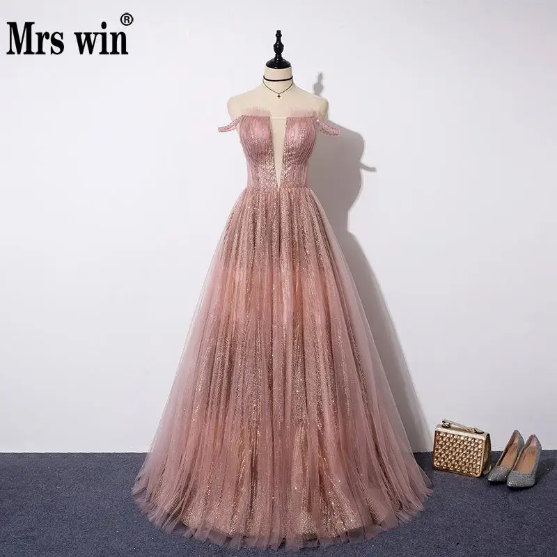 Mrs Win Формальное вечернее платье сексуальное v-образным вырезом А-силуэта длиной до пола Вечерние вечернее платье для выпускного шикарное вечернее платье большого размера