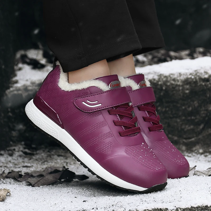 

2020 New Winter Athletic Shoes For Unisex Warm Fur Women Sneakers Hook & Loop Sport Trainers Men Designer Couples Gym Sneakers