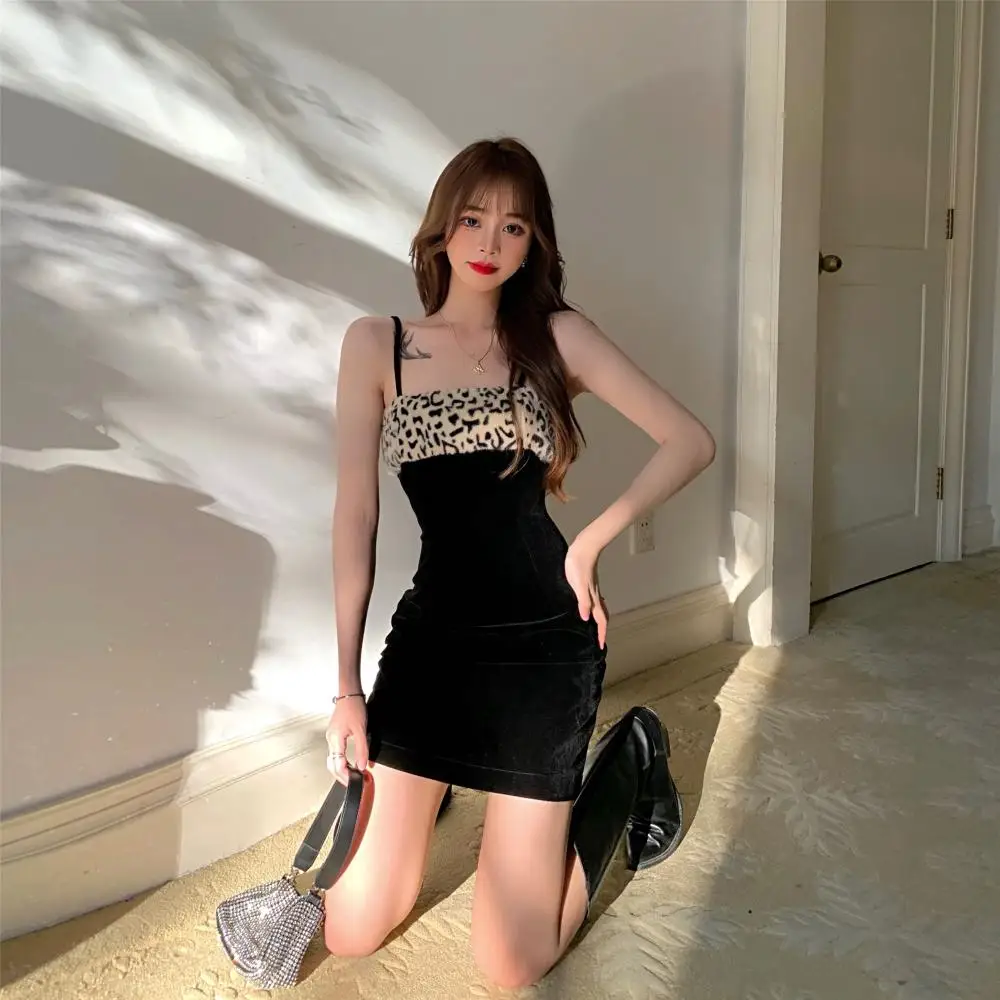 

New spring and summer will firm offers sexy leopard splicing condole belt dress