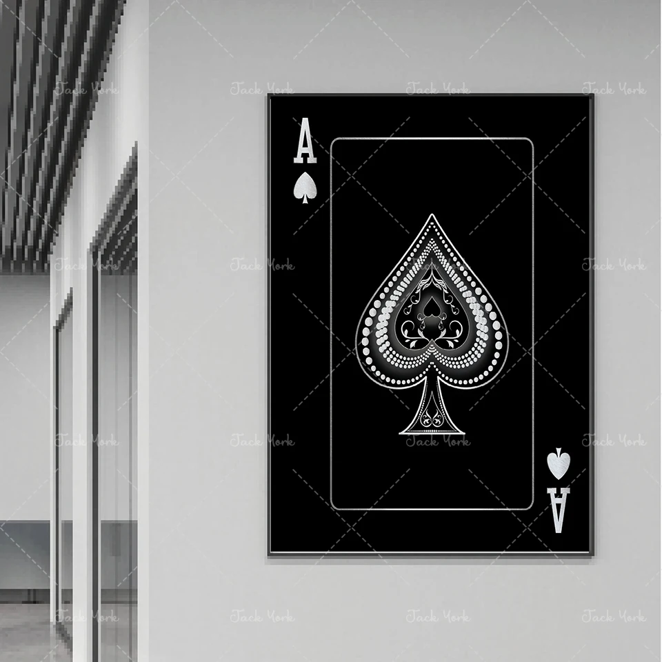 Ace of spades abstract gold and silver playing cards Creative poker HD print club bar restaurant decoration poster home Decor | Дом и сад