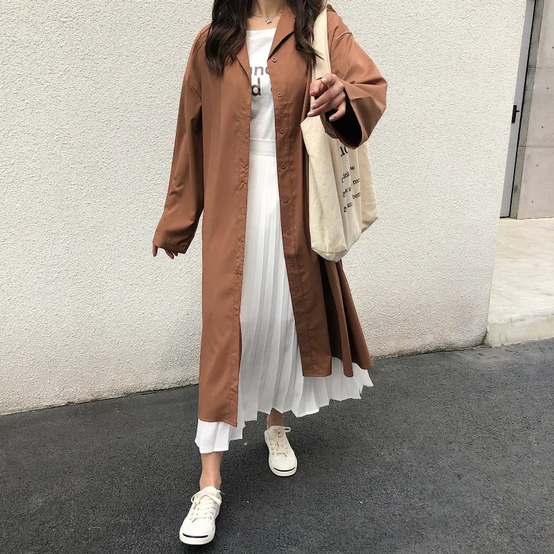 Тренчкот женский длинный модная повседневная ветровка накидка приталенный