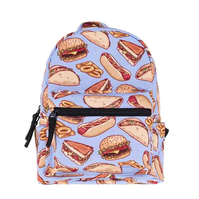 Оригинальный рюкзак, детский школьный рюкзак с 3d-цифровым принтом гамбургера хот-дога, женский рюкзак LXBA15