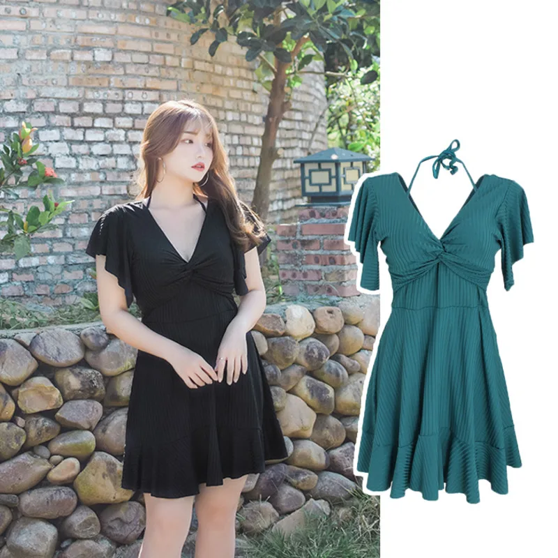 Swimming Suit for Women One Piece Plus Size Swimwear Halter Underwire Swimsuit Bathing Suit Swimdress 1 Pieces for Large Breasts