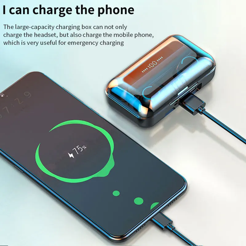 

2000mAh Bluetooth Earphones TWS Wireless Headphones Touch Control Sports Waterproof Headsets HiFi Stereo Earbuds With Microphone