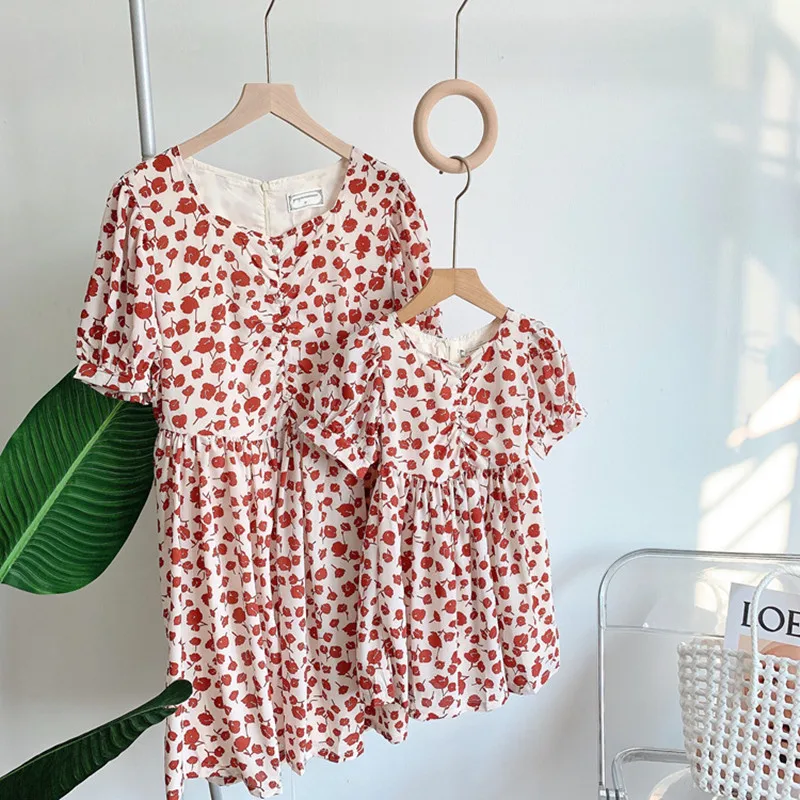 

Mother and Daughter's Dress Matching Family Outfits Summer Dress Sleeve Length Style Fit with Short Sleeves Age Range Gender