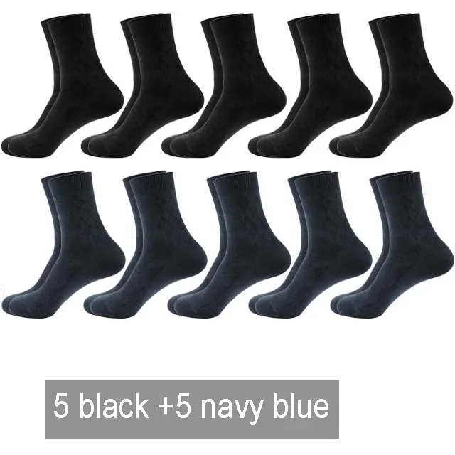 5black 5navy blue 10 пар Новые Осень/Зима теплые дышащие Дезодорант хлопковые носки для мужчин платье Подарки Высокое качество - Цвет: 5black 5navy blue