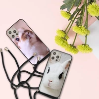 cute rabbit phone case for iphone 7 8 11 12 x xs xr mini pro max plus strap cord chain lanyard soft