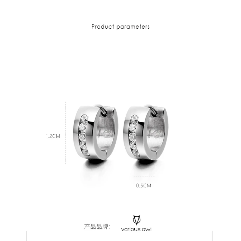 

V-Owl Women's Korean-Style Ear Clip Stainless Steel Rhinestones Earrings Suitable for All Surroundings Earrings Fashion Jewelry