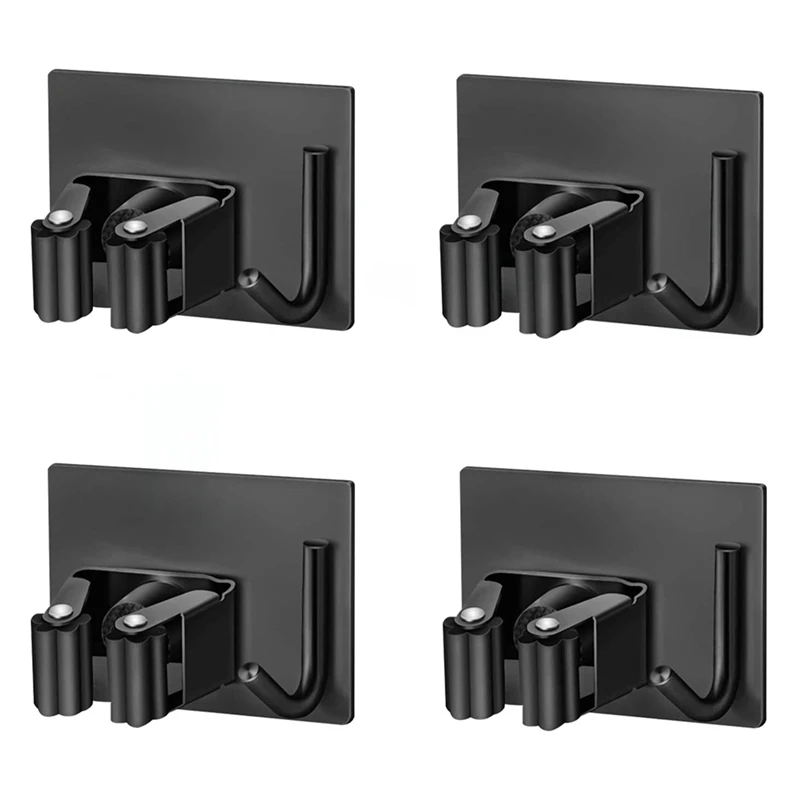 

4 Pieces Broom Holder 304 Stainless Steel Self-Adhesive Mop Holder Attached to the Clean and Flat Door Glass Wall