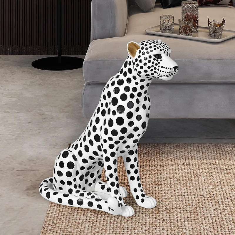 

Home Decoration Luxury Leopard Statue Large Floor Decoration Model Room Living Room TV Cabinet Animal Sculpture Soft Decoration