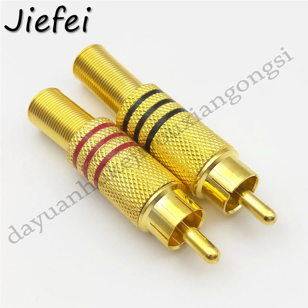 100pcs Gold Plated RCA Plug Audio Male Connector w Metal Spring Black red New